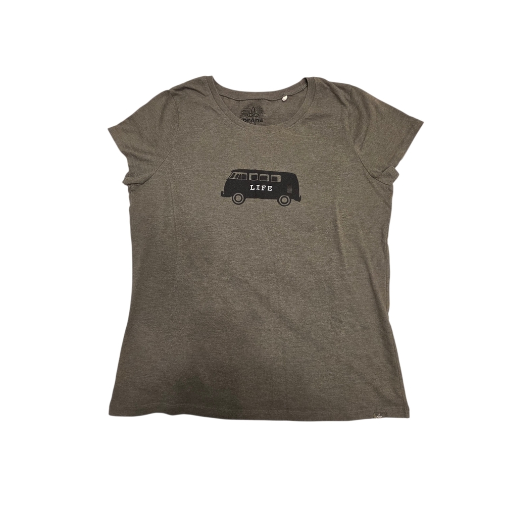 PrAna Womans Green Graphic Short Sleeve Shirt